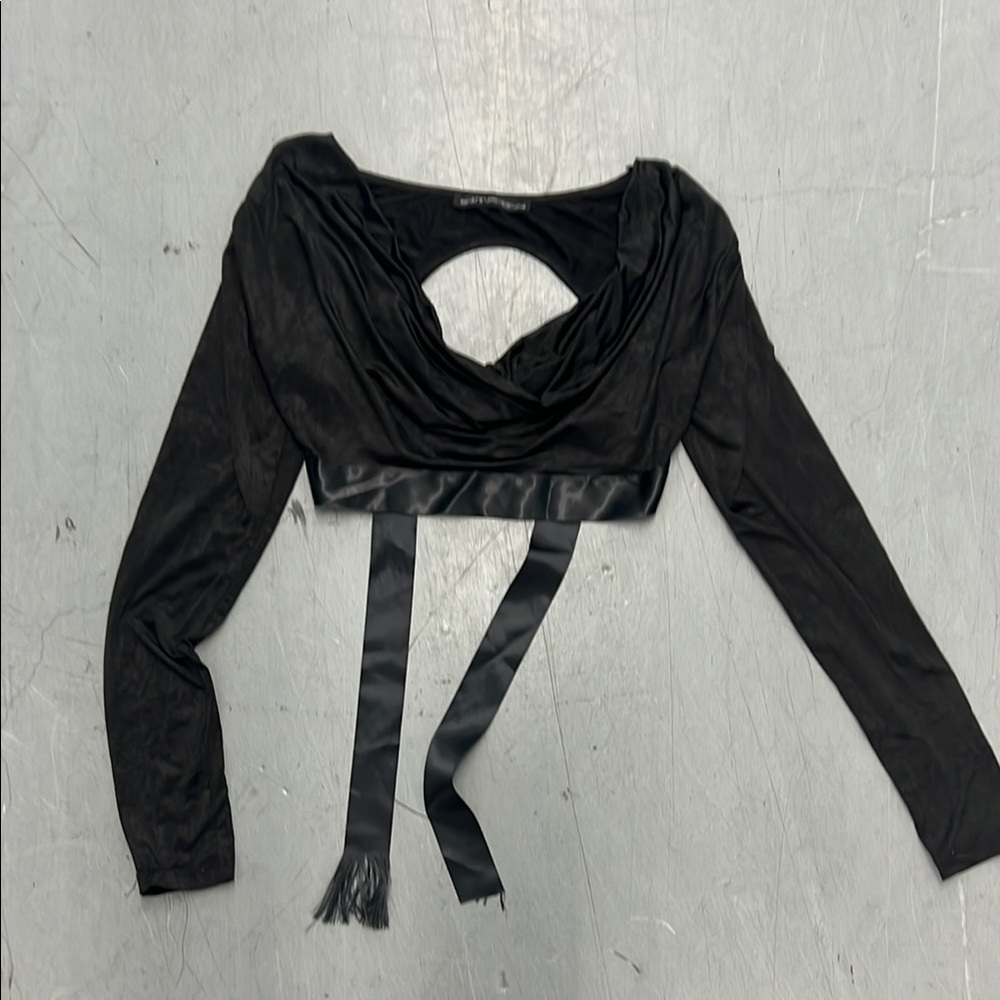 Symphony Black Satin Ribbon Crop Top